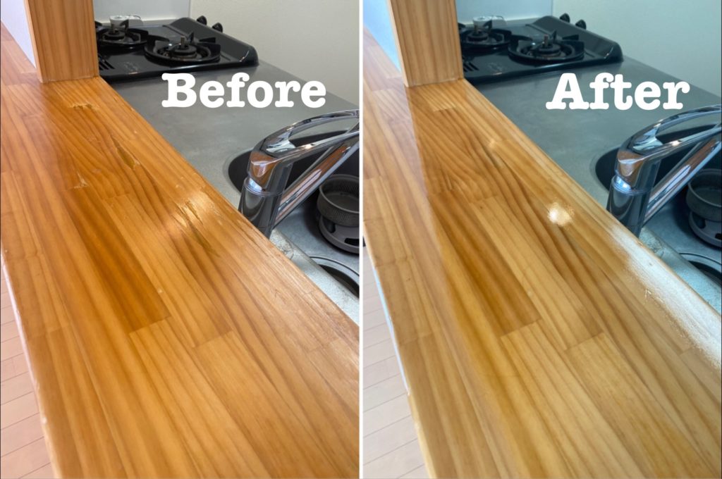 キッチンカウンター劣化補修ビフォーアフター