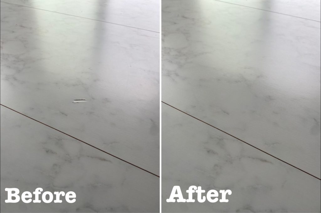 フロアタイル打痕補修ビフォーアフター
