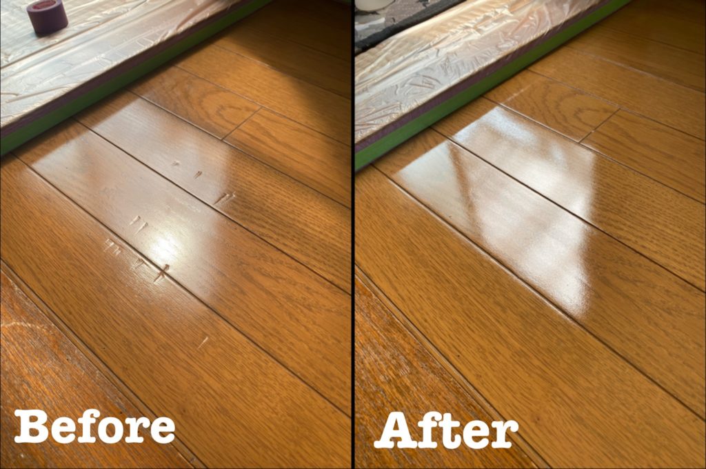 フローリング打痕補修ビフォーアフター