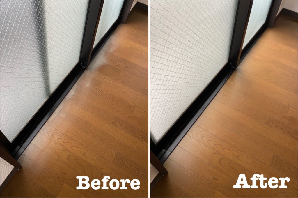 フローリング掃き出し劣化補修ビフォーアフター