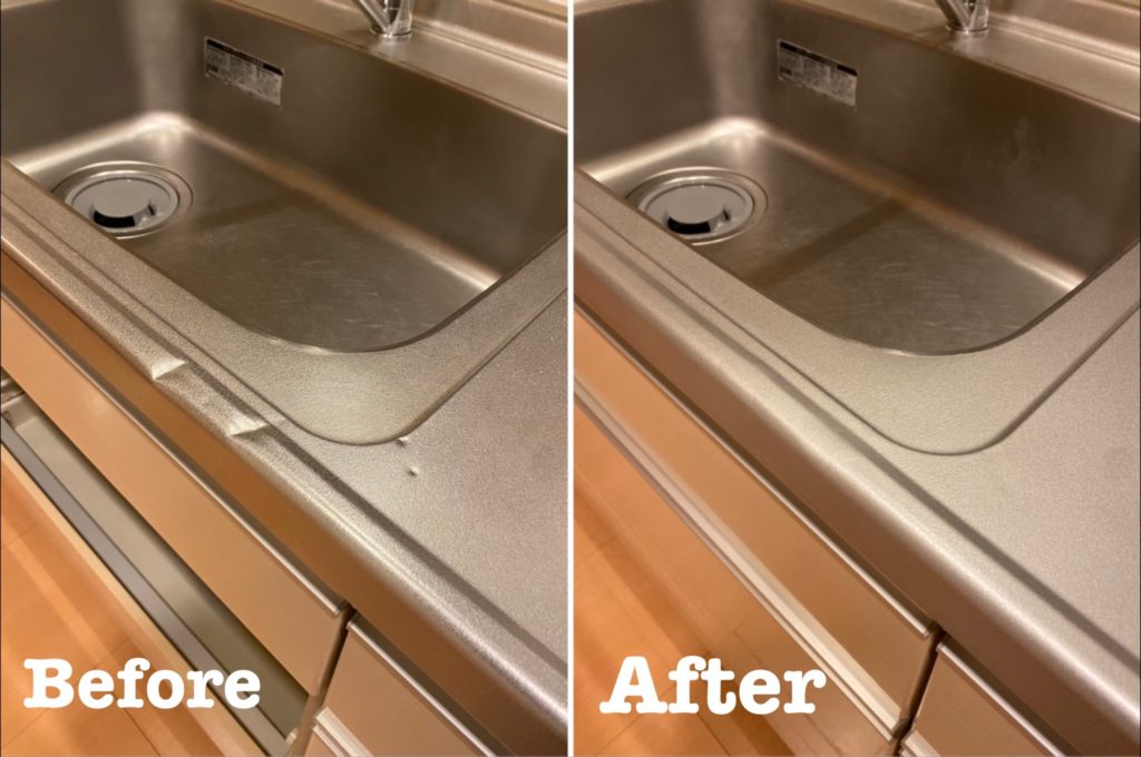 キッチン天板補修ビフォーアフター