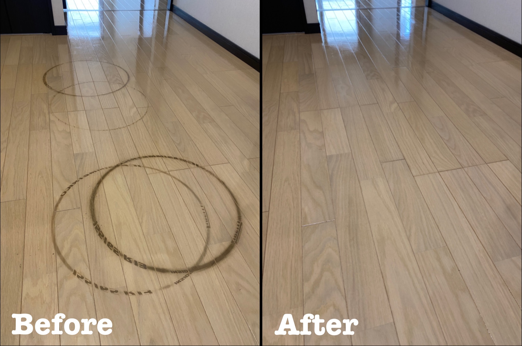 フローリングタイヤ痕の補修 /埼玉県北本市