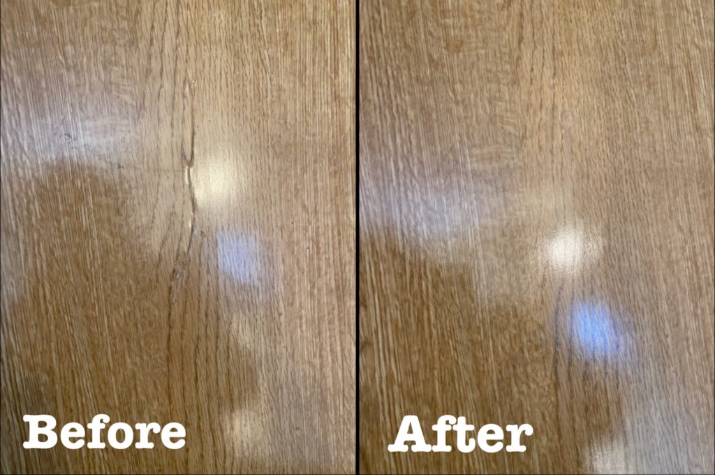 階段踊り場傷補修ビフォーアフター