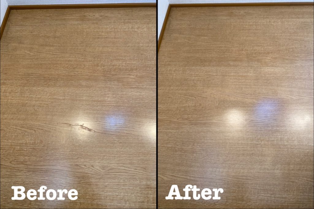 階段踊り場傷補修ビフォーアフター