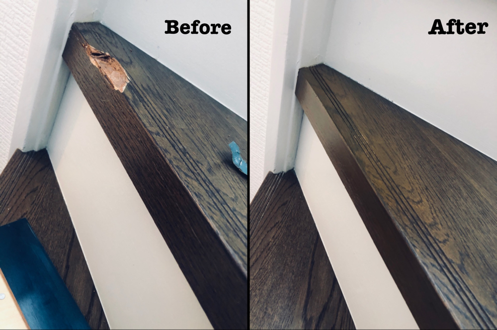 リフォーム工事 階段の割れ補修 / 埼玉県富士見市