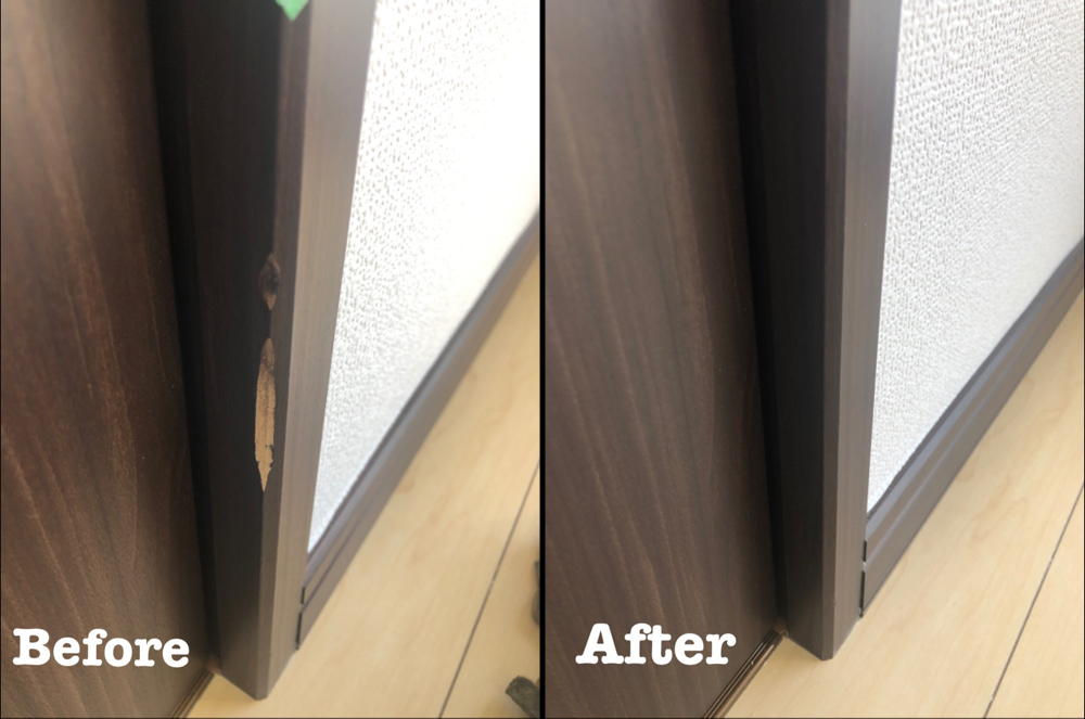 扉の木枠の傷補修 / 埼玉県比企郡川島町