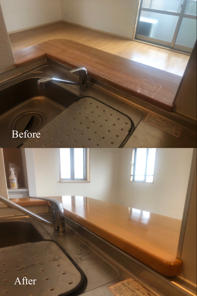 原状回復工事 キッチンカウンター補修 / 埼玉県桶川市