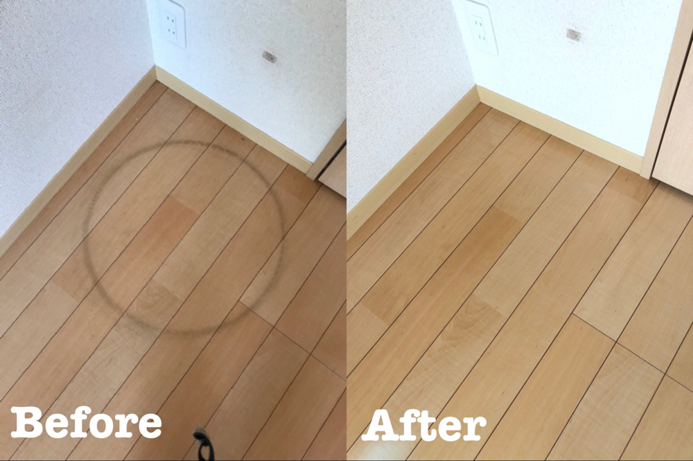 原状回復工事 フローリングタイヤ痕補修 / 埼玉県上尾市