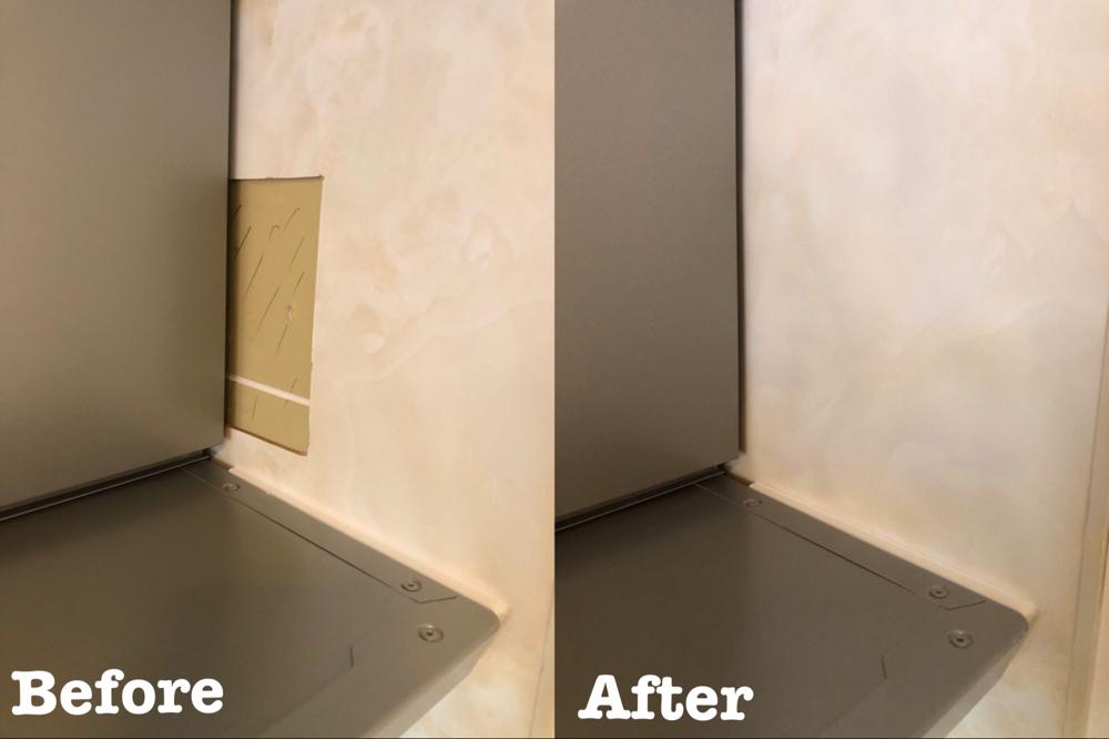 リフォーム工事 新設レンジフード上部キッチンパネル補修 / 埼玉県鴻巣市