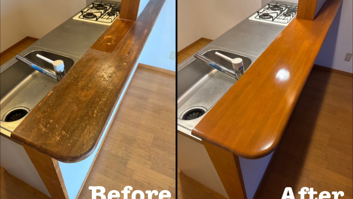 原状回復工事 キッチンカウンターの再生塗装 / 埼玉県上尾市