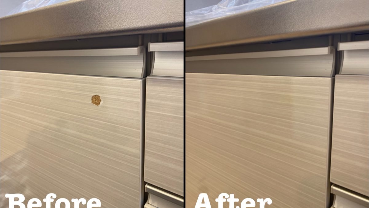 原状回復工事 キッチン収納扉補修の補修 / 埼玉県吉川市