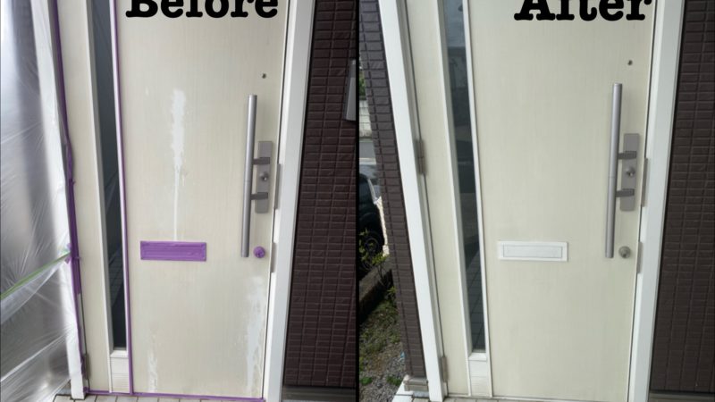 原状回復工事 玄関ドア塗装剥がれ補修 / 埼玉県東松山市