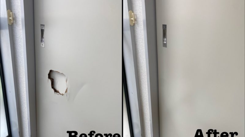 原状回復工事 引き戸の穴補修 / 埼玉県所沢市