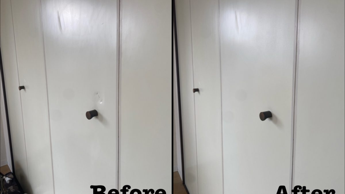 個人宅 クローゼットドアの陥没穴補修 / 埼玉県坂戸市