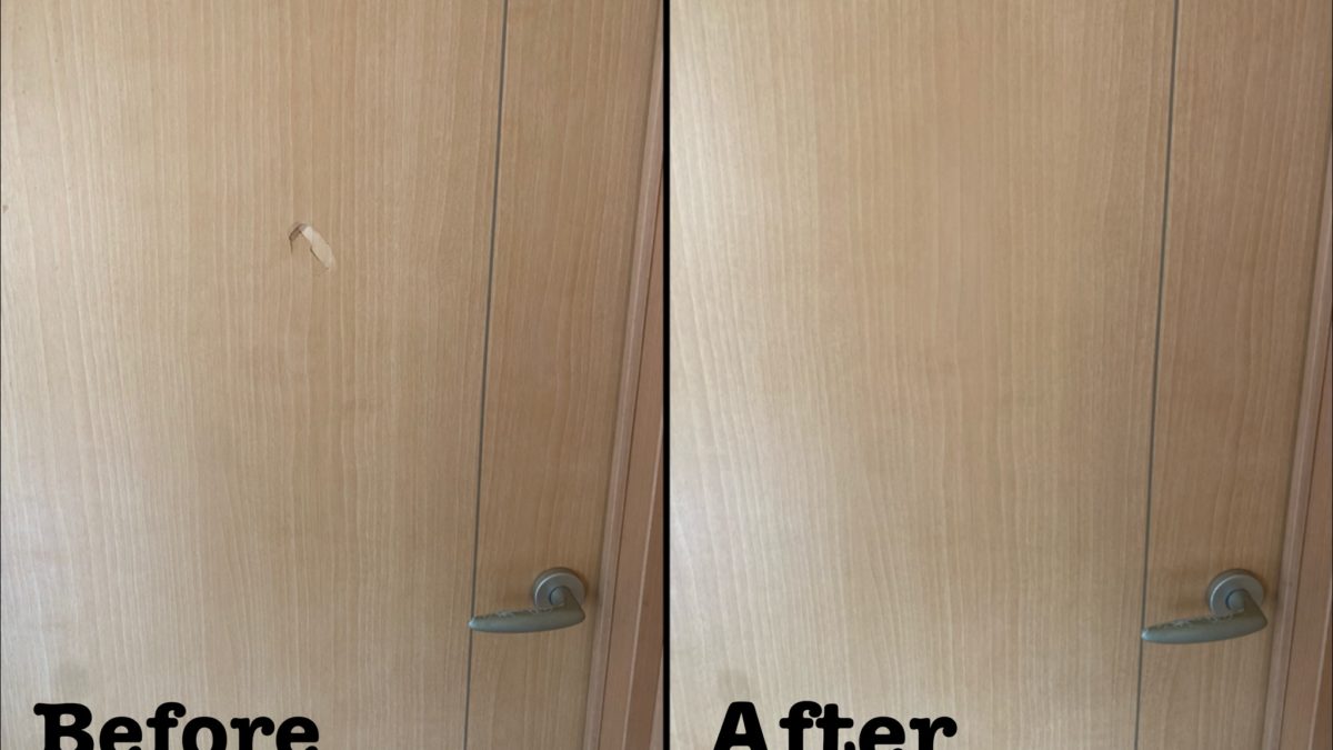 原状回復工事 建具の陥没穴の補修 / 埼玉県桶川市