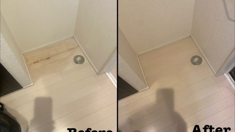 洗濯機置き場のフローリングのシミ補修 / 埼玉県草加市