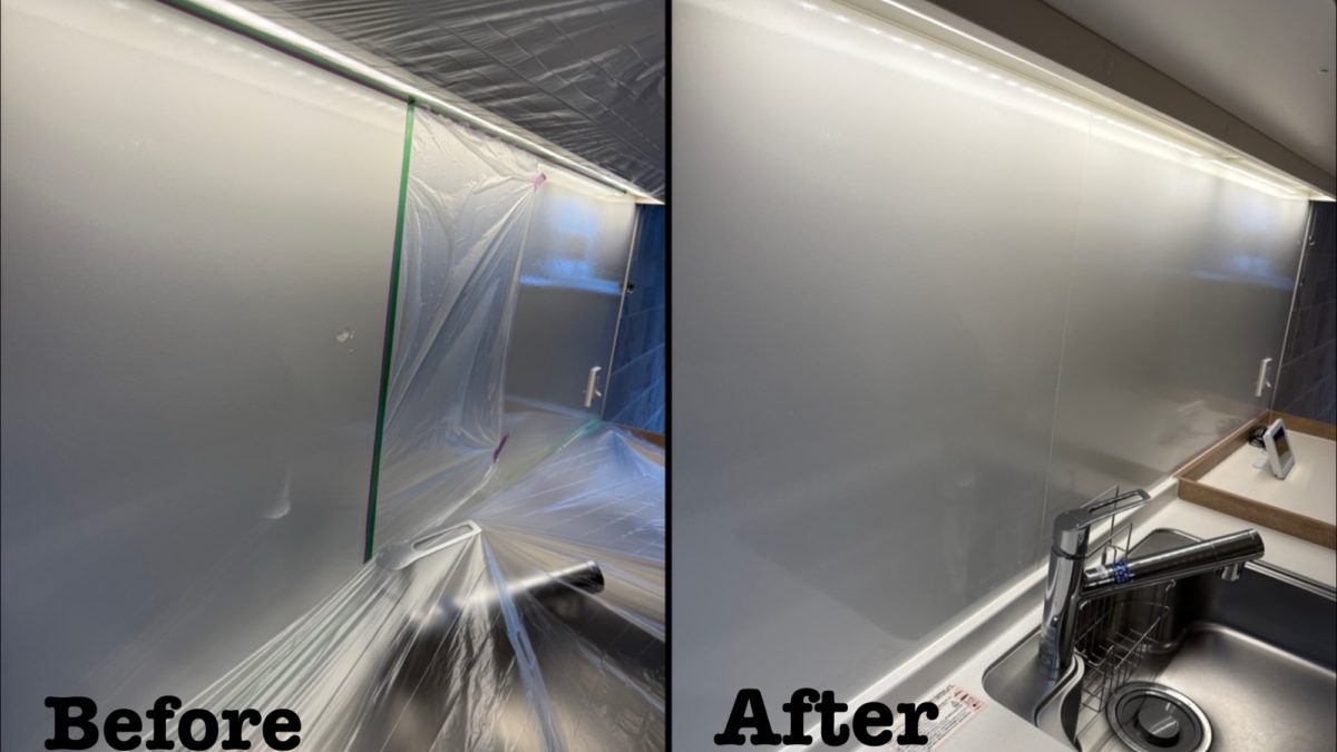 原状回復工事 キッチンパネル表面剥がれ補修 / 埼玉県三郷市