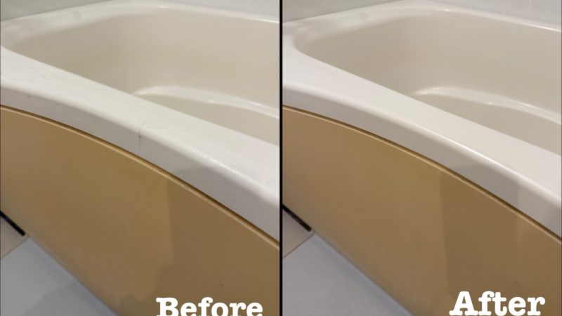 原状回復工事 浴槽の縁ひび割れ補修 / 埼玉県川口市