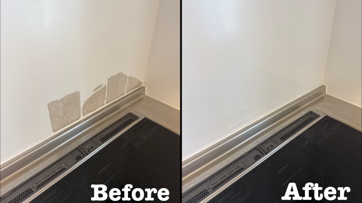 原状回復工事 キッチンパネル表面剥がれ補修 / 埼玉県富士見市